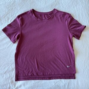 Nike Women's Short Sleeve Yoga Tee in Plum